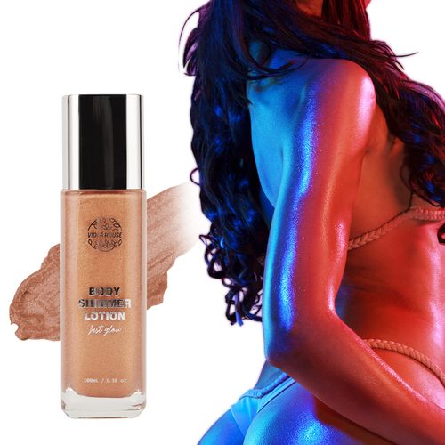 VIOLA HOUSE Highlighter Body Liquid, Liquid Shimmer Makeup for Face, Body, Leg, Luminous Make-Up, Shimmer Body Cream, Body Glow Illuminator, 100 ml/3.38 oz (Rose Gold)