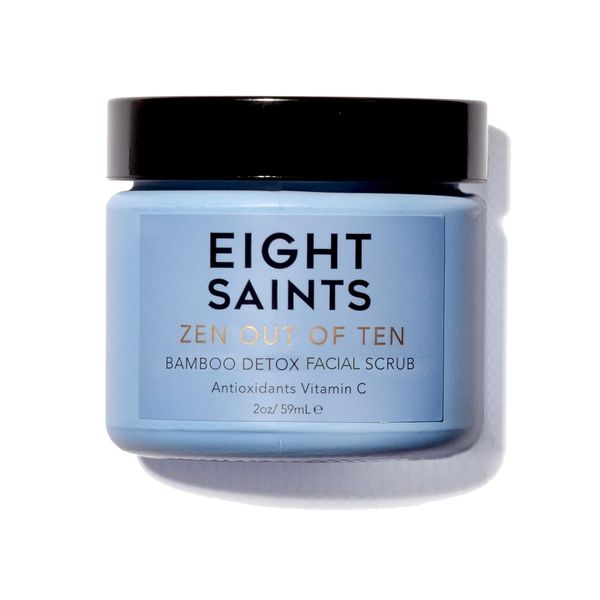 Eight Saints Zen Out Of Ten Bamboo Detox Face Scrub Exfoliator, Natural and Organic Daily Exfoliating Facial Scrub With Bamboo Fibers to Unclog Pores, Blackheads, Blemishes, and Dull Skin, 2 Ounces