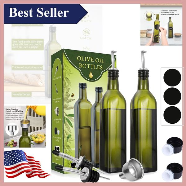 Stylish Reusable Olive Oil Dispenser Bottle Set for Kitchen - 500ml Capacity