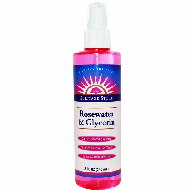 Heritage Store, (2 Pack) Rosewater & Glycerin, Atomizer Mist Sprayer, 8 fl oz