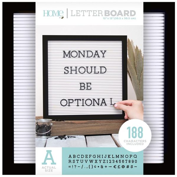 DCWV Framed Letterboard 12"X12"-Black W/White Insert