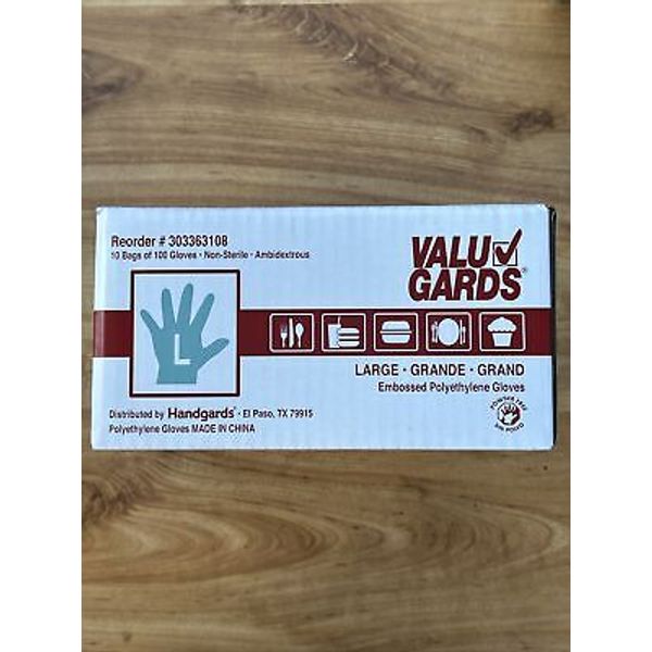 ValuGards Embossed Poly Clear Large Disposable Gloves -1000