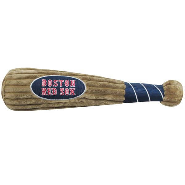 MLB Boston Red Sox Baseball Bat Toy for DOGS & CATS. Soft Corduroy Plush Dog Toy with Inner SQUEAKER, MLB Chew Toys for Dogs or Cats. Durable Fun Interactive Dog Toy with Team Names and Logo