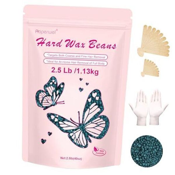 Hair Removal Hard Wax Beads for Sensitive Skin - 2.5lb/40oz Jasmine Green-2.5lb
