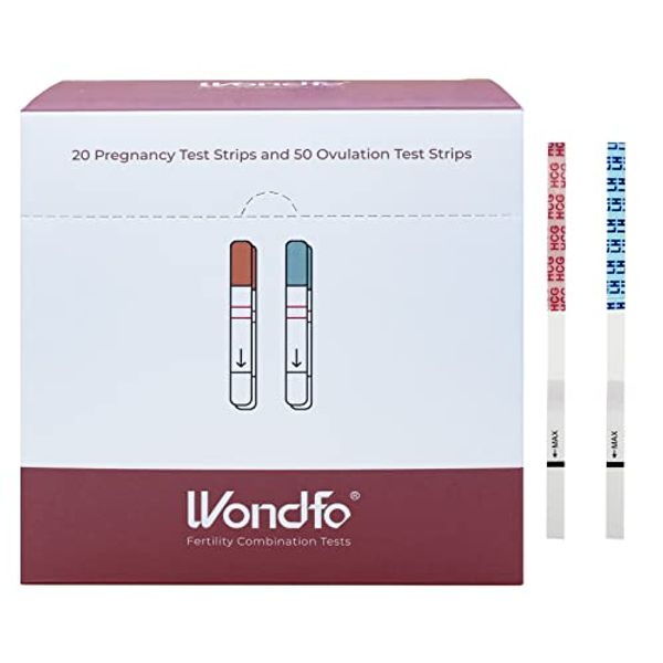 Wondfo 50 Ovulation Test Strips and 20 Pregnancy Test Strips Kit - Rapid Test Detection for Home Self-Checking (50 LH + 20 HCG)