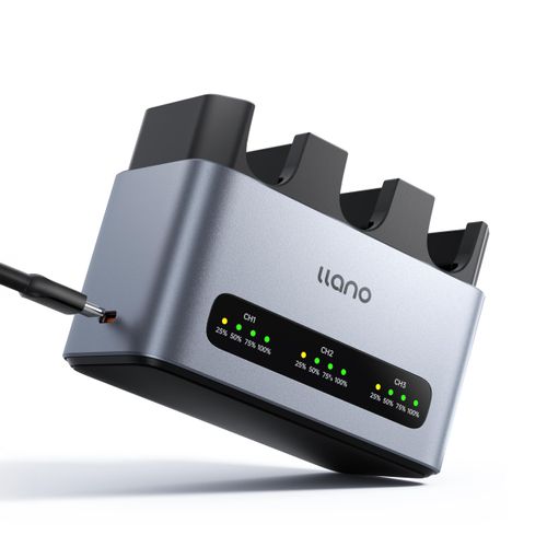 llano 30W LP-E6NH LP-E6P Battery Charger: Fast Three Slot for Canon Camera Batteries EOS R5/R6/R7 Mark Il, 5D/6D/7D Mark Il/llI/IV, 60D/70D/80D/90D, USB-C, LED, Durable CNC Aluminum