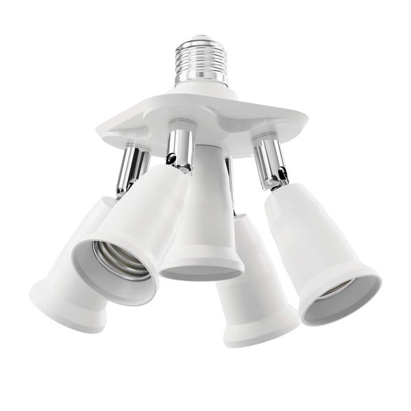 ledscom.de E27 Base, 5-Way Splitter Adapter, White