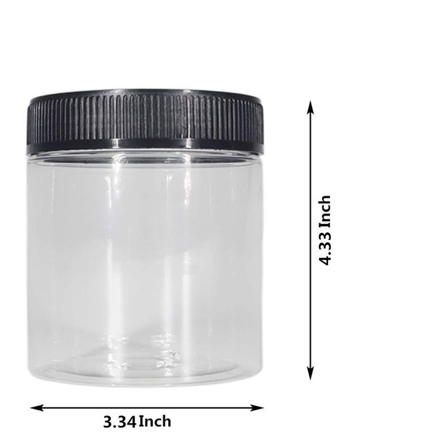 16oz Clear Plastic Jars With Lids, Airtight Container Ideal For Dry Food, Peanut Butter, Honey Jam,Cosmetics, Cream, Bathroom and Storage(set of16)