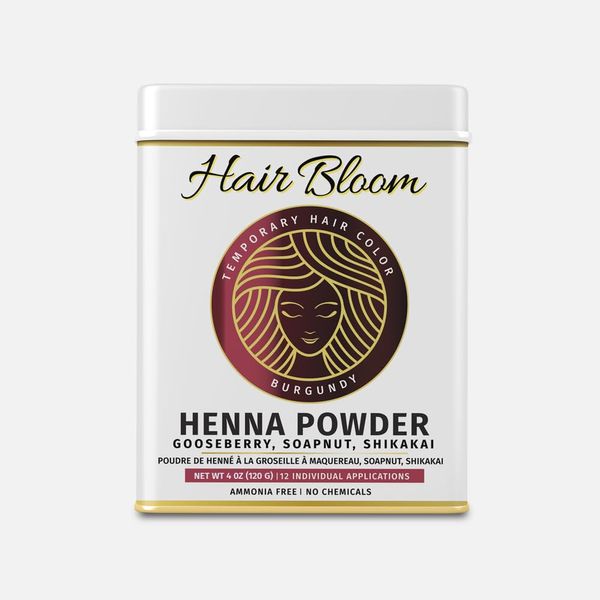 Hair Bloom Natural Burgundy Hair Color- Herbal Henna Burgundy Hair Color Powder- 12 individual sachets (10 gm each)- Reusable Brush & Tray Included- Shiny & Smooth by Pride of India