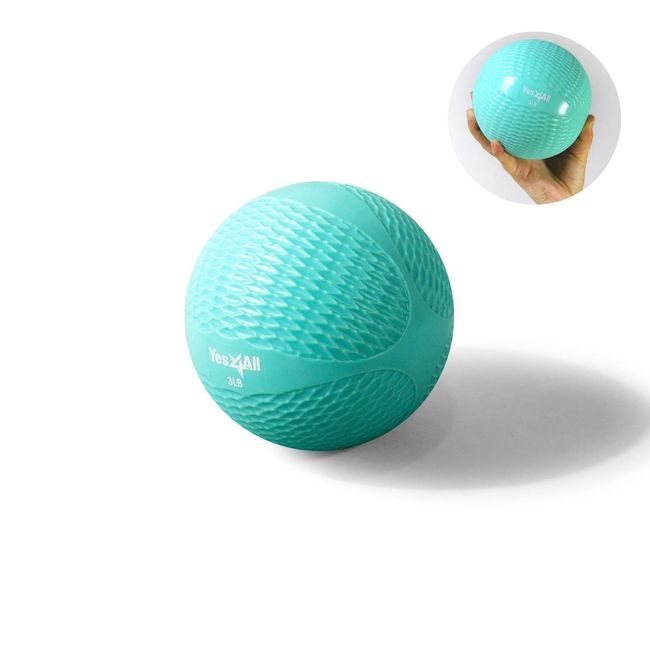 Yes4All Soft Weighted Toning Ball/Medicine Ball & Exercise Pilates Ring - Multi Colors & Weights Available (B. 3 lbs Cyan Green)