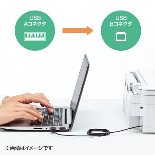 Sanwa Supply KU20-SL05BKK Ultra Thin USB Cable (USB 2.0 A-B Type, Black, 0.5 m)