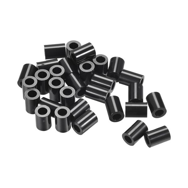 sourcing map ABS Round Spacer Washer ID 4.2mm OD 7mm L 10mm Plastic Standoff for 3D Printer TV Wall Mounting Electrical Outlet, Black, 100Pcs