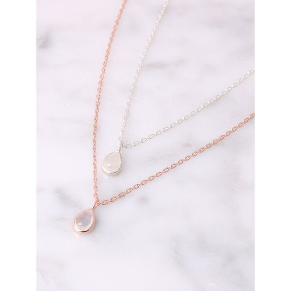 Waterdrop Moonstone Silver Necklace, Natural Moonstone Setting Raw Stone Silver Necklace