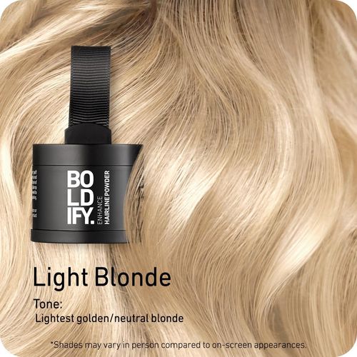 BOLDIFY Hairline Powder Instantly Conceals Hair Loss, Root Touch Up Hair Powder, Hair Toppers for Women & Men, Hair Fibers for Thinning Hair, Root Cover Up, Stain-Proof 48 Hour Formula (Light Blonde)
