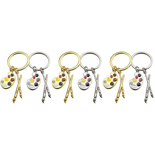 Holibanna Keychain, 6PCS Artist Paint Palette and Brush Charm Metal, Unique Design for Art Students, All Ages, Unisex, 4.50X2.00X0.30cm
