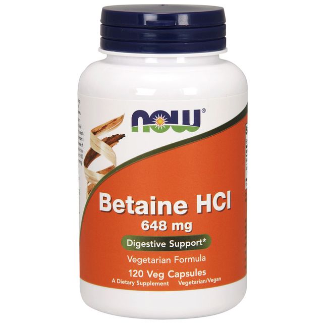 Betaine HCl 648 mg 120 Veg Capsules by NOW Foods *Free Shipping*