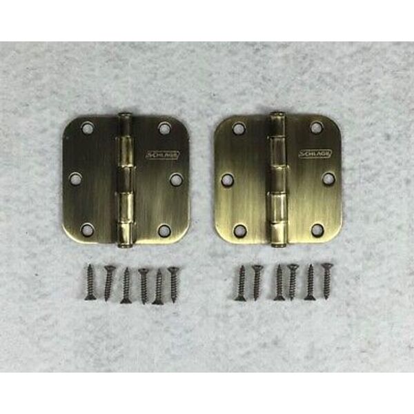 2 Door Hinges Schlage Brass w/ screws 3.5" x 3.5"