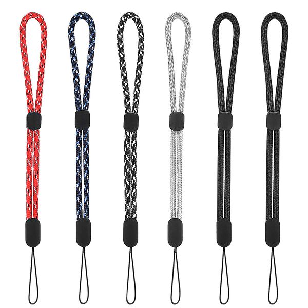 Handschlaufe, Nylon Schlüsselband Kurz Verstellbar Lanyard Handgelenk Trageband Können für Handys, Schlüssel, USB-Stick, MP3, MP4, Kamera, Gesamtlänge 20cm 6 Stück