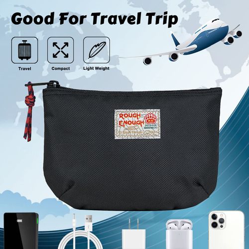 Rough Enough Small Travel Cable Organizer Bag with Zipper for Electronics Accessories Travel Essential