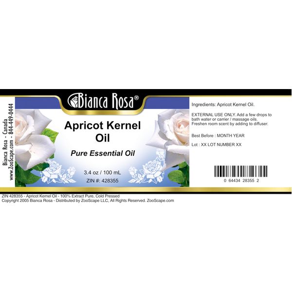 Apricot Kernel Oil - 100% Pure, Cold Pressed (3.40 fl oz, ZIN: 428355) - 2 Pack