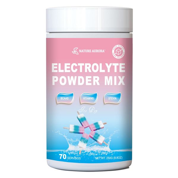 Electrolytes Powder Hydration Drink - Ice Pop Keto Electrolyte Powder for Rapid Hydration & Recovery - Enhanced with BCAAs, Vitamins- No Sugar, Vegan, Gluten Free, 70 Servings