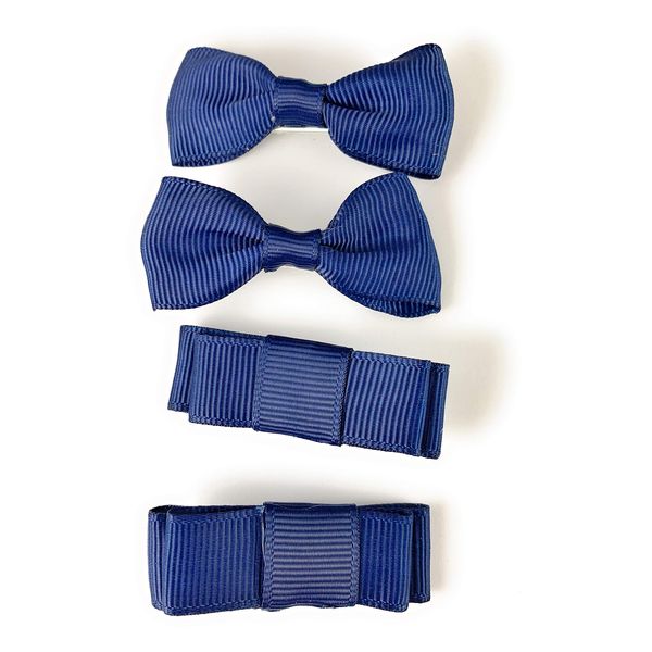 Blue 4 small Bows 2 inches wide barrette alligator hair clip set of 4 bows ribbon bows