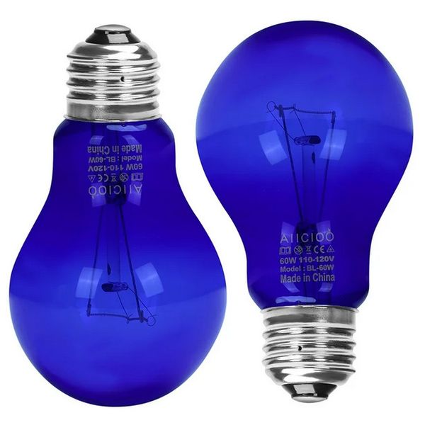 2 Pack AIICIOO 60W UVA Daytime Reptile Bulb Heating Lamp E26 - Blue