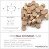 12mm Oak Flat Head End Grain Plug - Pack of 100