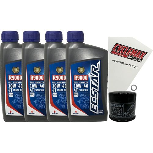 Cyclemax Full-Synthetic Ecstar R9000 Oil Change Kit compatible with 2005-2009 Suzuki Boulevard C90