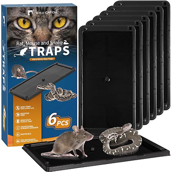 Sticky Mouse Traps – 6 Pack, Large Non-Toxic Glue Boards for Mice & Insects