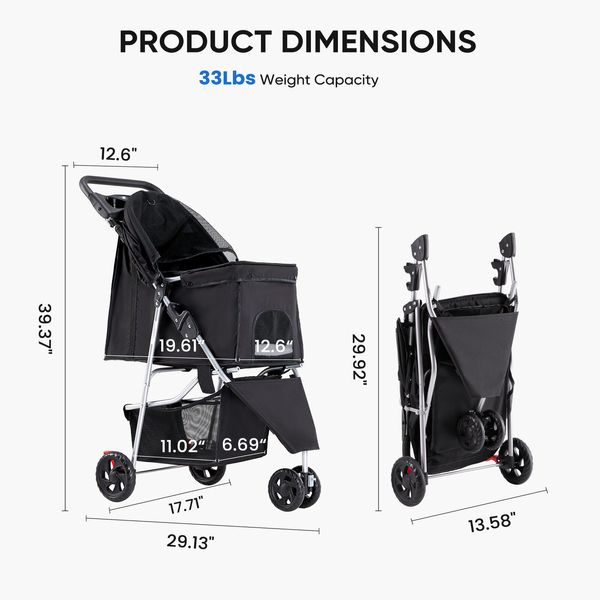 🐾 For pets on the go | Super Cute Pet Stroller Dogs and Cats Pet Stroller