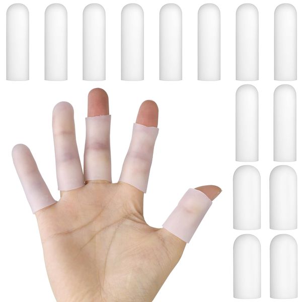 Thinp 14 Pcs Silicone Finger Cots,Finger Protectors Finger Bandage Waterproof Finger Protector Finger Sleeves for Relief from Pain of Finger Tips Cracked Arthritis Finger Cracking Friction