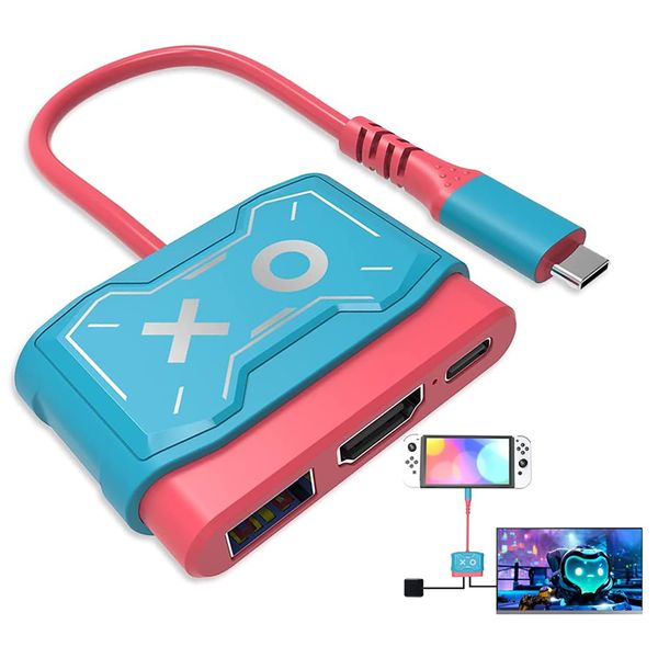 Thecom Switch Dock Switch Dock HDMI Converter Adapter HDMI USB3.0 Type C USB C Switch Dock 4K 1080P Resolution HD Conversion TV Mode Small Multifunction No Delay Compact Switch Dock TV Output