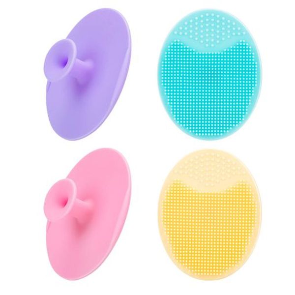 JEXCULL 4 Pack Face Scrubber Soft Silicone Facial Cleansing Brush Face Cleanser Blackhead Acne Pore Pad Cradle Cap Face Mash Brush Deep Cleaning Skin Care