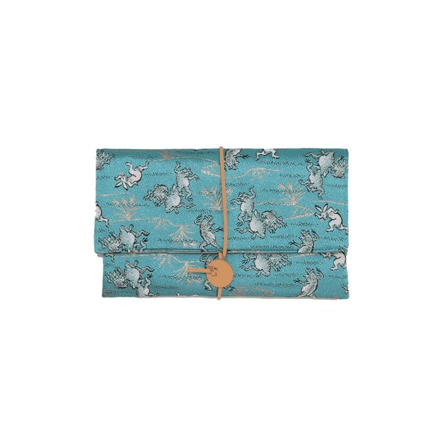 Nishijin Textile Brocade Kaisagi Kaishi Case Kaisami Tea Ceremony Tea Ceremony Hatsugama Beginning Practice Choju-Giga Turquoise