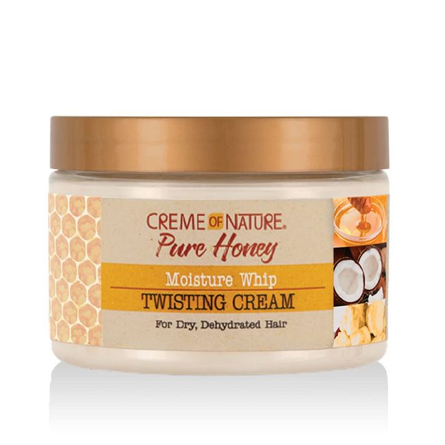 Curl Cream for Curly Hair by Creme of Nature, Pure Honey Moisture Whip Twisting Cream for Dry Dehydrated Hair, 11.5 Fl Oz