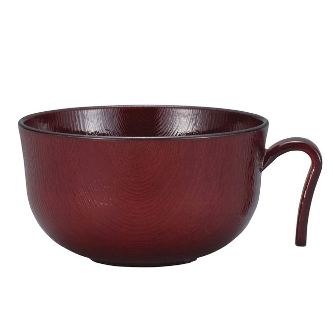 Miyamoto Sangyo 4512951125696 Clean Coat Soup Bowl with Handle Wood Grain Red Tamari Small