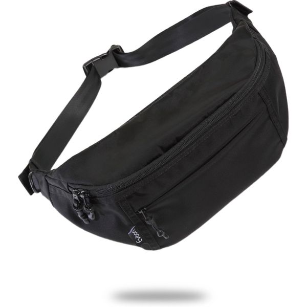 Evoon Multi-Body Bag, Body Bag, Waist Pouch, Shoulder Bag, Long Wallet, Water Repellent, Black