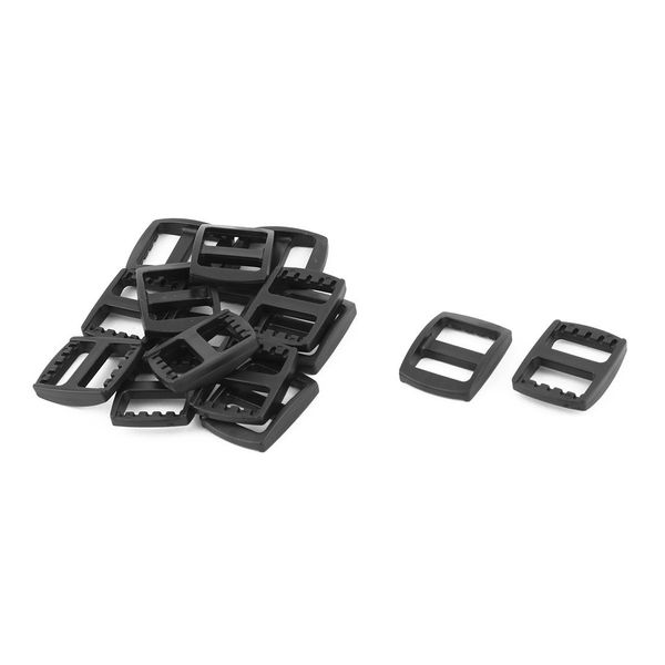 Sourcingmap Plastic Travel Adjustable Backpack Glide Buckle 15mm Strap Width 15pcs Black