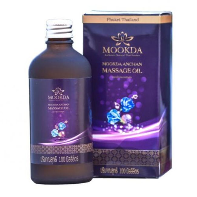 MOOKDA Anchan Massage Oil Butterfly Pea 94ml Body Oil Organic Body Oil Beauty Oil Bath Oil Moisturizing Oil Massage Oil Legs Arms Whole Body Dry Skin Moisturizing Swelling Cellulite Thai Cosmetics Officially Approved by the Thai Government Mookda