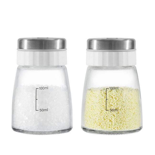 VKCHEF Condiment Container, Spice Bottle, Condiment Pot, Sugar, Salt and Pepper Shaker, New Life, Seasoning Can, Kitchen, Condiment Case, Sealed Container, 4.4 fl oz (135 ml), Set of 2