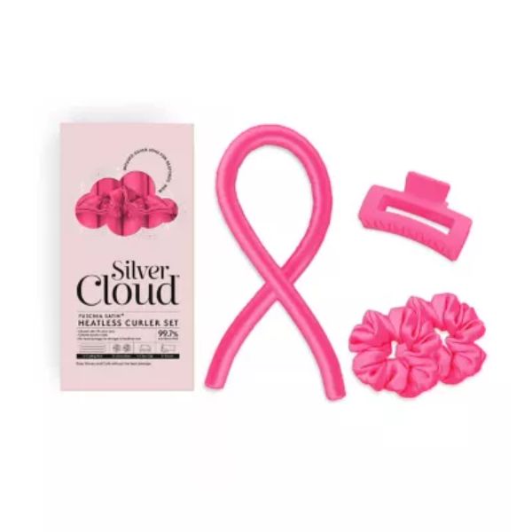 Silver Cloud fuchsia heatless curler set