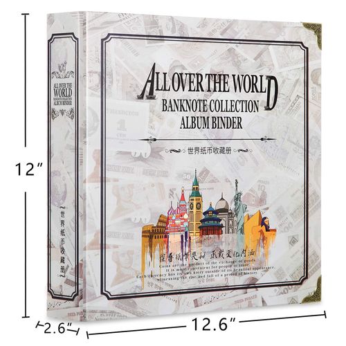 MUDOR 120 Pockets Banknote World Currency Collecting Album, Classic Binder Paper Money Collection Storage Book Album Supplies Holder for Bill Note Stamp Collector Display