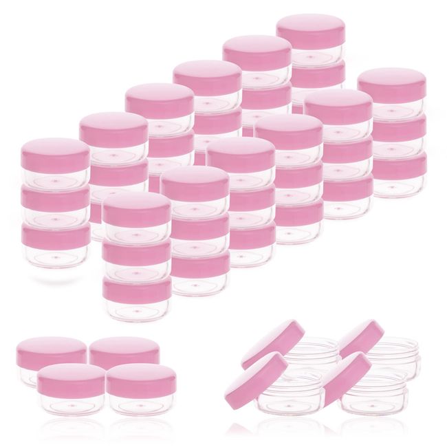 5Gram Cosmetic Containers 100pcs Tiny Makeup Sample Jaws with Pink lids