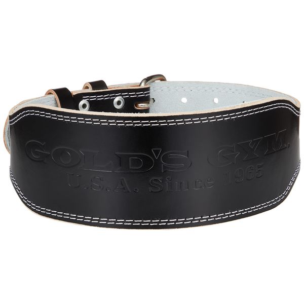 Gold`s Gym G3322 EX Leather Belt, Black, M, (Beginner to Intermediate User), Soft and Lightweight Leather for Waist, Core Support, Squats, Bench Press, Seated Rowing, Lat Pulldown, Authentic Gold’s Gym Training Belt, Used By Gold’s Gym Trainers