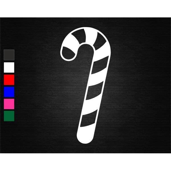 Candy Cane Vinyl Decal Sticker (10cm x 4.3cm, Red)