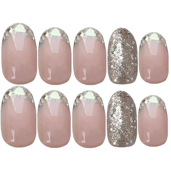 Gel Nail Tip French Glitter