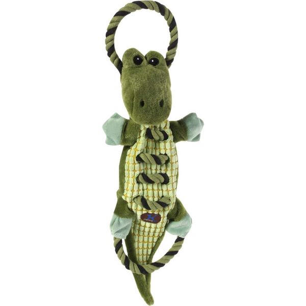 Outward Hound Ropes-A-Go-Go Gator Interactive Plush Squeaky Dog Tug Toy