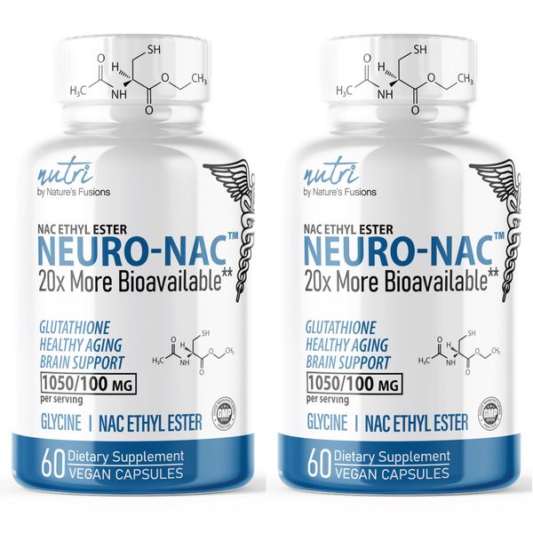 Neuro NAC Supplement N-Acetyl Cysteine Ethyl Ester (2 Pack)- 20x More Bioavailable Than NAC 600 mg - Boost Glutathione 10x More Than Liposomal Glutathione - N Acetyl Cysteine Ethyl Ester 120 Capsules