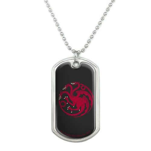 GRAPHICS & MORE Game of Thrones Targaryen Sigil Military Dog Tag Pendant Necklace with Chain